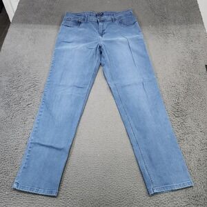 Pierre Cardin Jeans Mens 37x31 Blue Light Wash Straight Leg Denim Casual